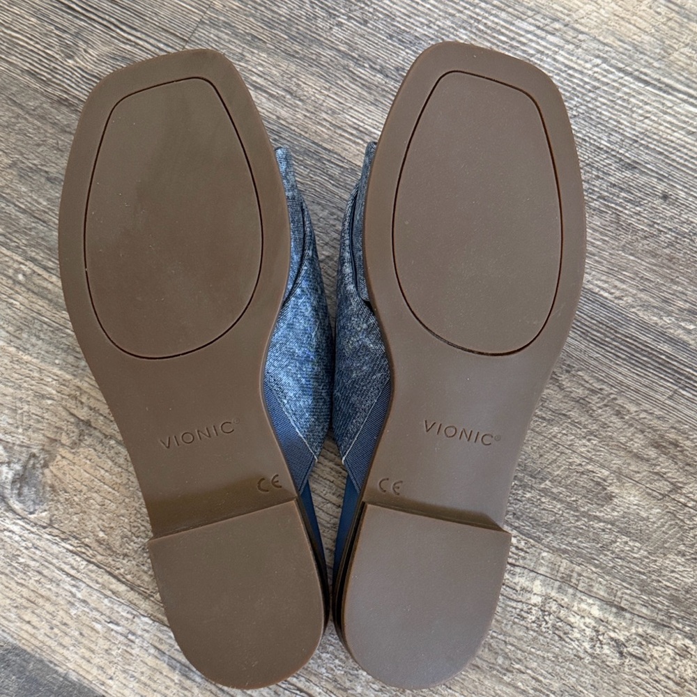 Vionic Women's US 6 Miramar Blue Denim Slip On Slide Sandal Contoured Comfort - Picture 7 of 10